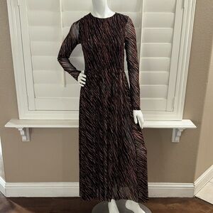 Free People Hello and Goodbye Mesh Midi Dress mocha